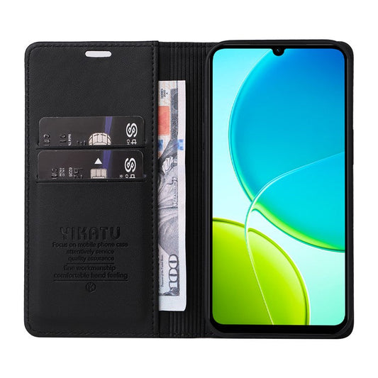 For vivo Y04 4G / vivo Y29s 5G Wallet Case YIKATU YK- 001 PU Leather Phone Cover with Stand - Black