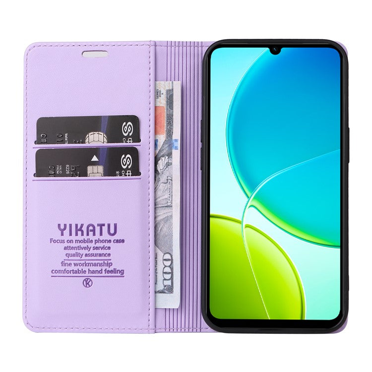 For vivo Y04 4G / vivo Y29s 5G Wallet Case YIKATU YK- 001 PU Leather Phone Cover with Stand -  Light Purple