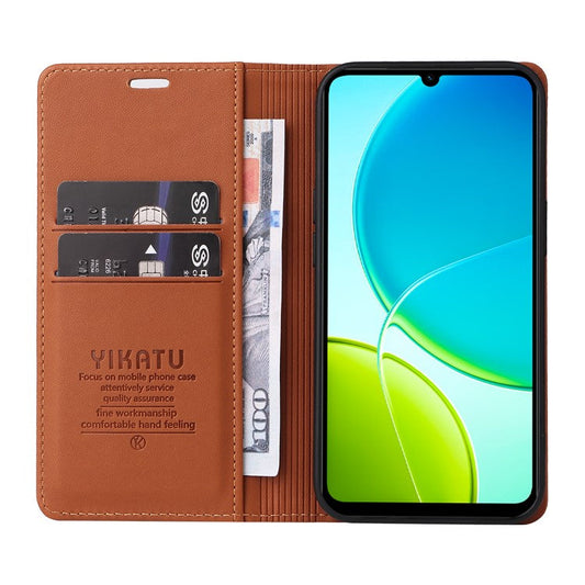 For vivo Y04 4G / vivo Y29s 5G Wallet Case YIKATU YK- 001 PU Leather Phone Cover with Stand - Brown
