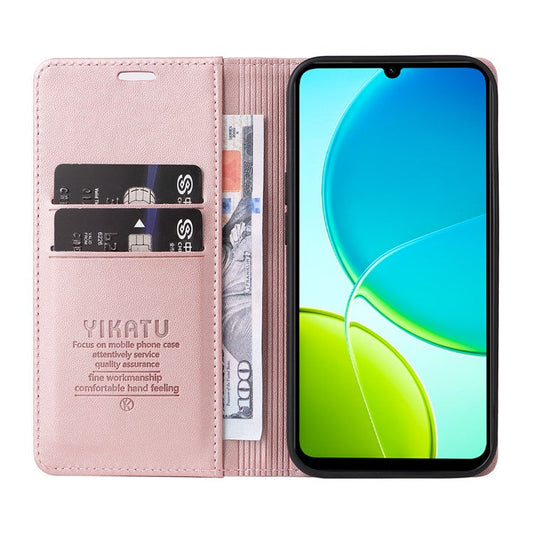 For vivo Y04 4G / vivo Y29s 5G Wallet Case YIKATU YK- 001 PU Leather Phone Cover with Stand -  Rose Gold