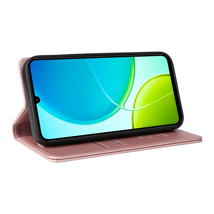 For vivo Y04 4G / vivo Y29s 5G Wallet Case YIKATU YK- 001 PU Leather Phone Cover with Stand -  Rose Gold