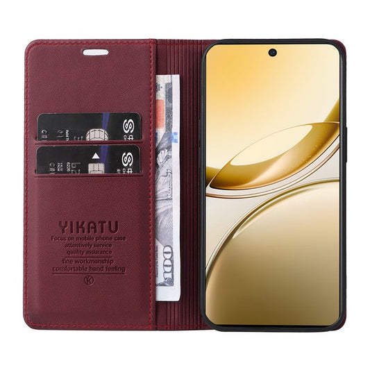 For vivo V50 5G Wallet Case YIKATU YK- 001 PU Leather Phone Cover with Stand - Wine Red