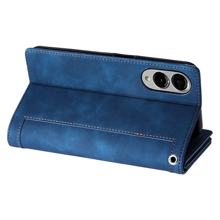 For Samsung Galaxy S25 Edge Case PU Leather Phone Cover with Zipper Wallet 9 Card Slots - Blue