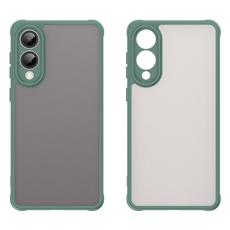 For Samsung Galaxy S25 Edge  /  S25 Slim Case Drop Proof Airbags Frosted Translucent PC + TPU Phone Back Cover - Green