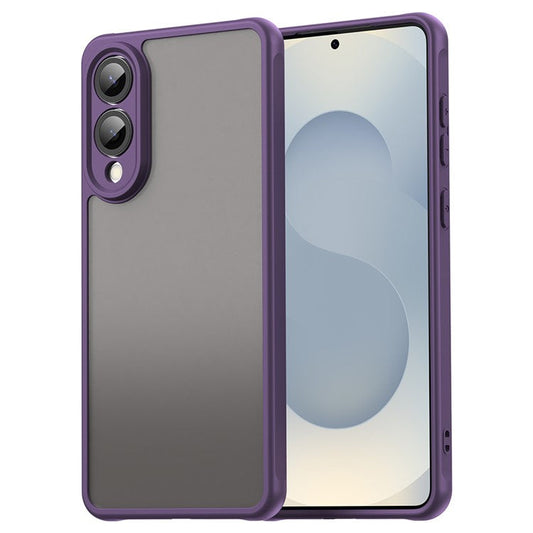 For Samsung Galaxy S25 Edge  /  S25 Slim Case Drop Proof Airbags Frosted Translucent PC + TPU Phone Back Cover - Purple