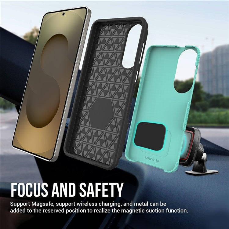 For Samsung Galaxy S25 Edge Case TPU + PC Four Corner Anti-Drop Phone Cover - Mint Green
