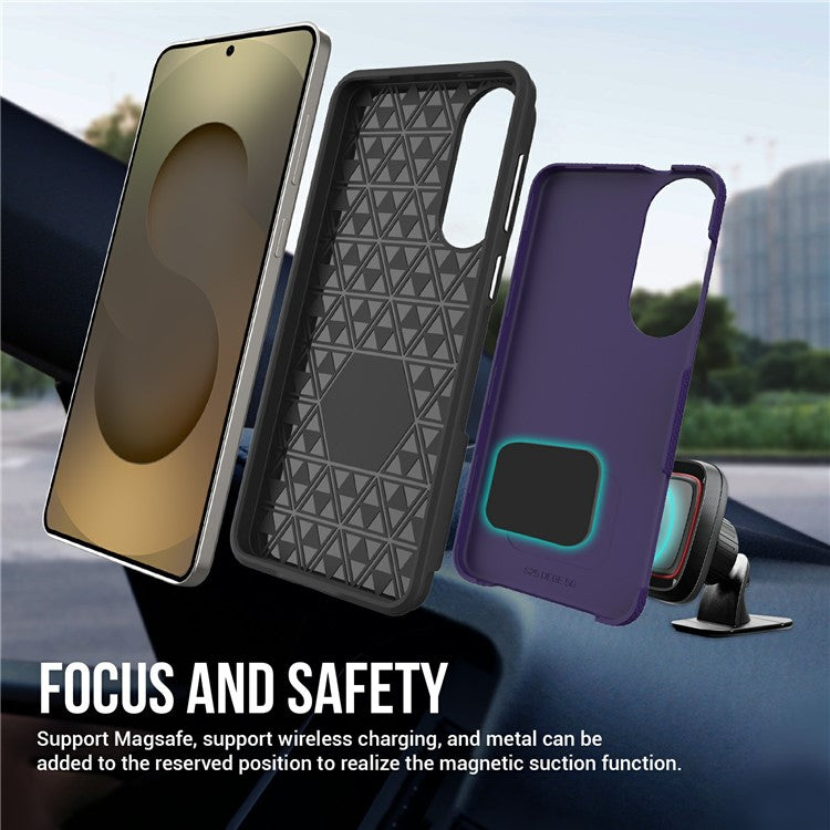 For Samsung Galaxy S25 Edge Case TPU + PC Four Corner Anti-Drop Phone Cover - Dark Purple