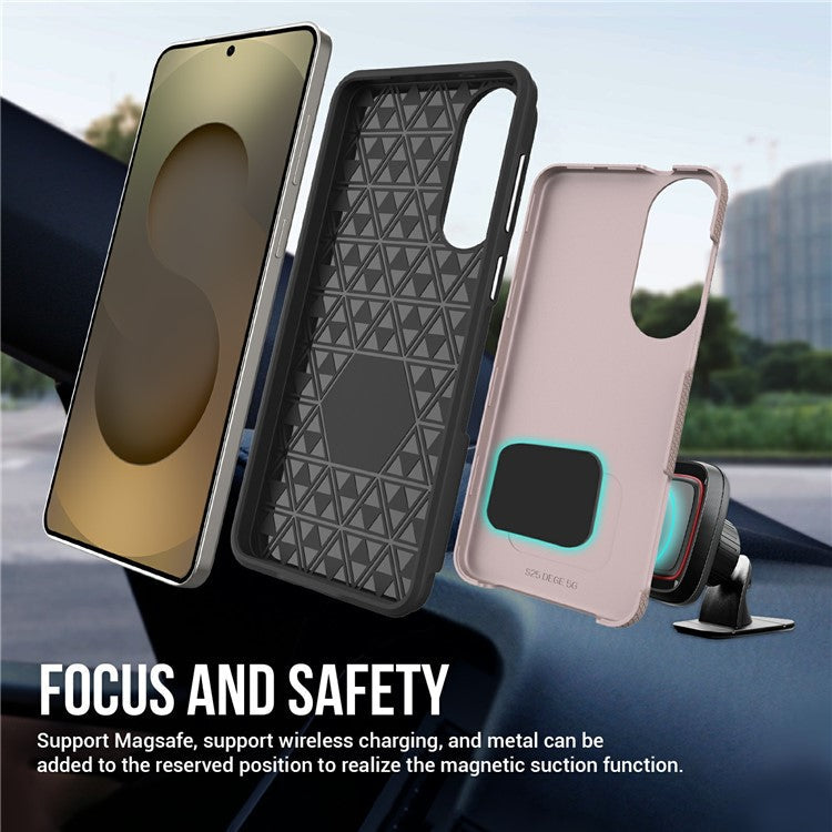 For Samsung Galaxy S25 Edge Case TPU + PC Four Corner Anti-Drop Phone Cover - Rose Gold