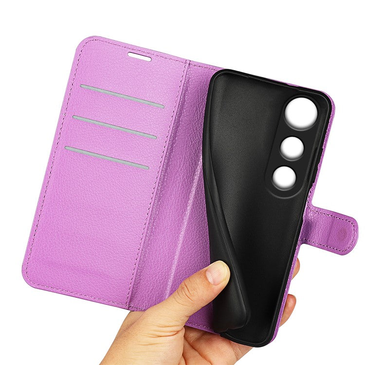 For vivo V50 Lite 5G Case Litchi Texture Shockproof Leather Wallet Phone Cover - Purple
