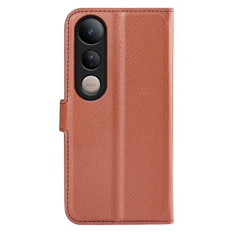 For vivo V50 Lite 5G Case Litchi Texture Shockproof Leather Wallet Phone Cover - Brown