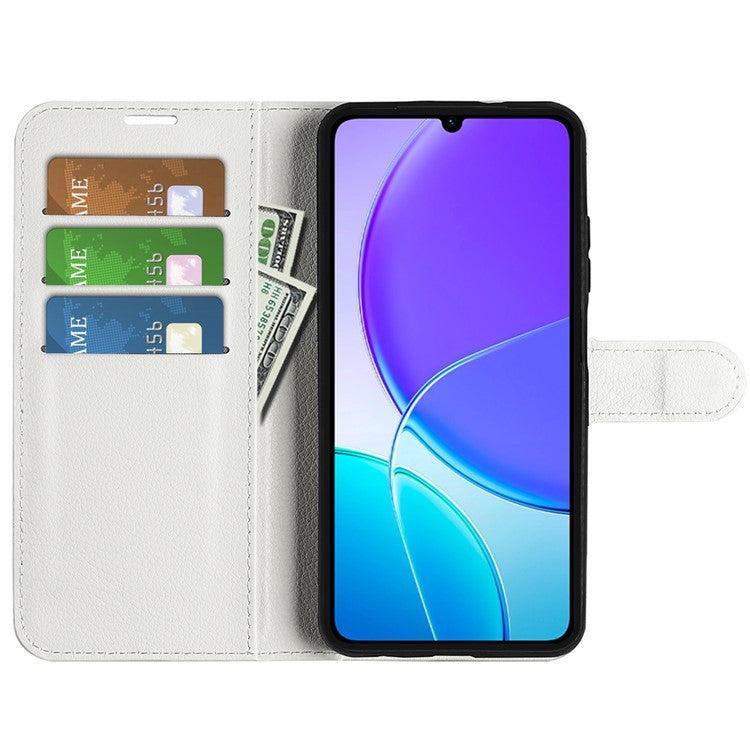 For vivo Y04 4G Case Litchi Texture Shockproof Leather Wallet Phone Cover - White