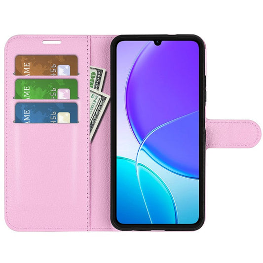 For vivo Y04 4G Case Litchi Texture Shockproof Leather Wallet Phone Cover - Pink