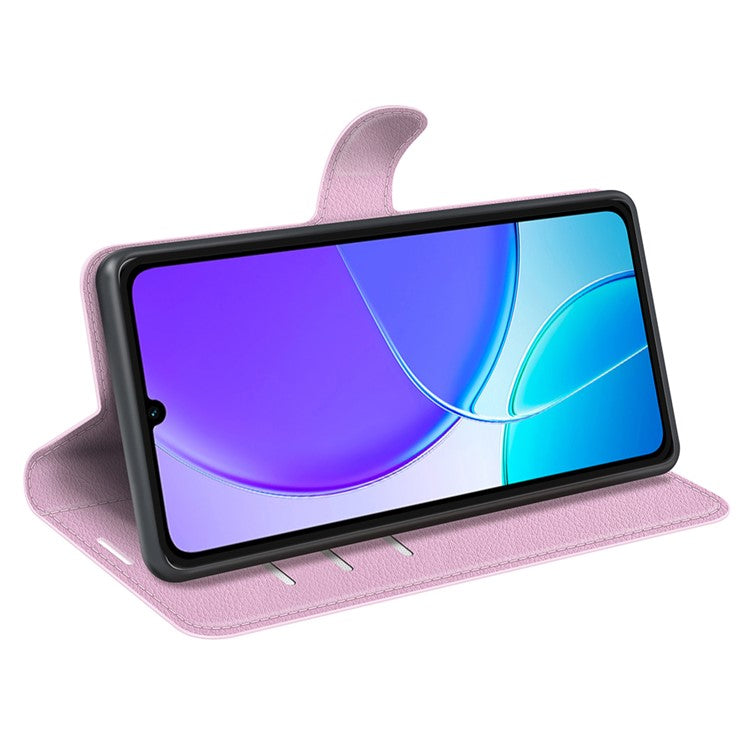 For vivo Y04 4G Case Litchi Texture Shockproof Leather Wallet Phone Cover - Pink