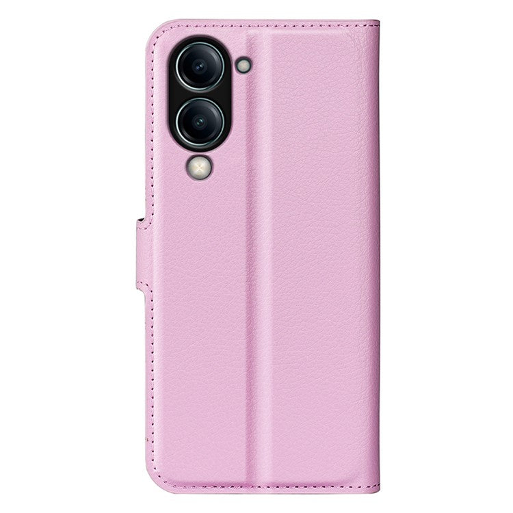 For vivo Y04 4G Case Litchi Texture Shockproof Leather Wallet Phone Cover - Pink