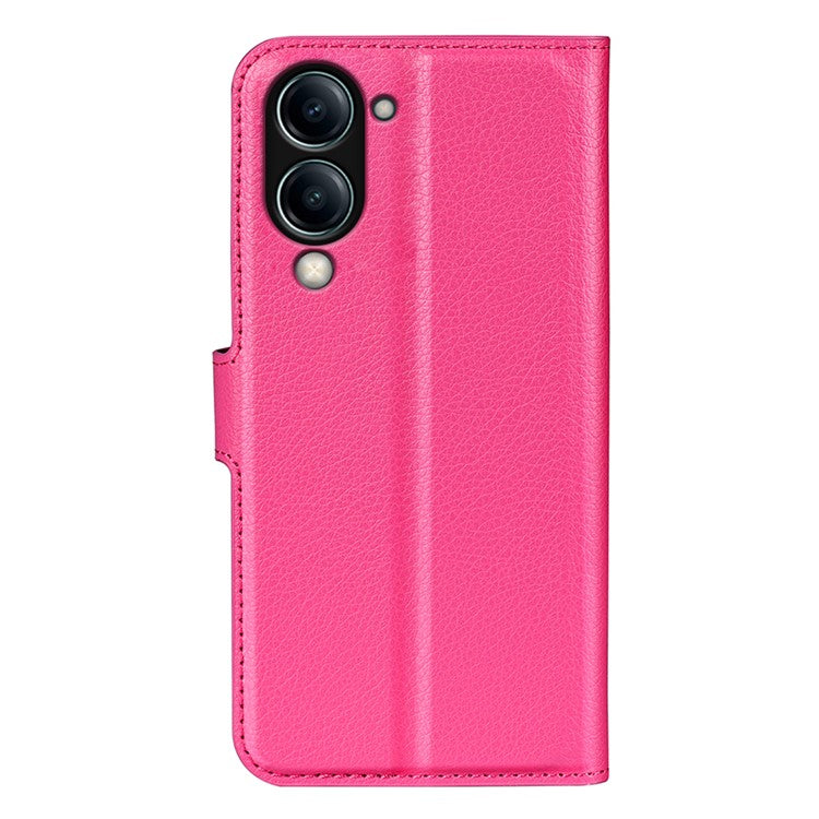 For vivo Y04 4G Case Litchi Texture Shockproof Leather Wallet Phone Cover - Rose