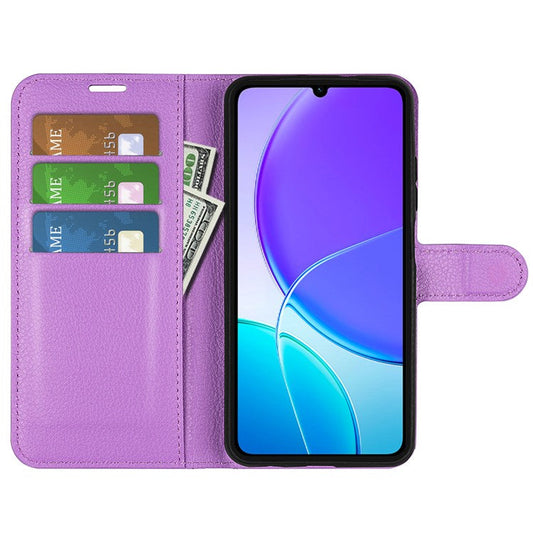 For vivo Y04 4G Case Litchi Texture Shockproof Leather Wallet Phone Cover - Purple