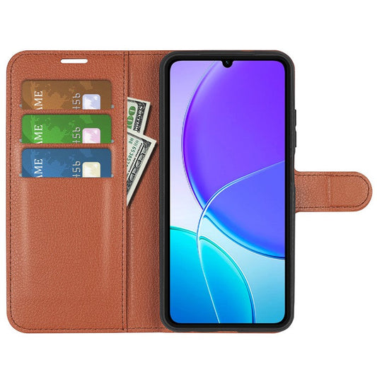 For vivo Y04 4G Case Litchi Texture Shockproof Leather Wallet Phone Cover - Brown