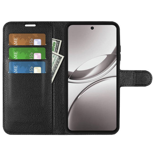 For vivo V50 5G Case Litchi Texture Shockproof Leather Wallet Phone Cover - Black