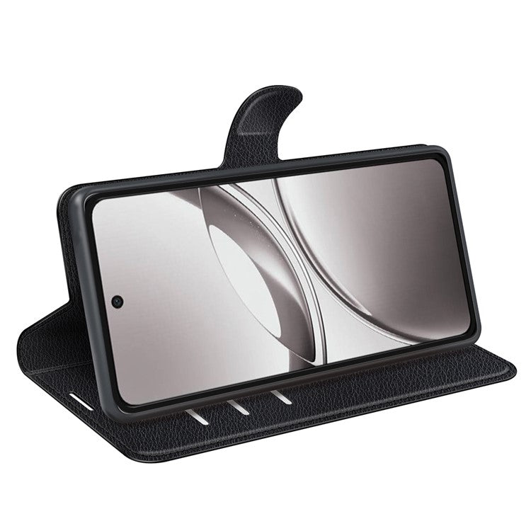 For vivo V50 5G Case Litchi Texture Shockproof Leather Wallet Phone Cover - Black