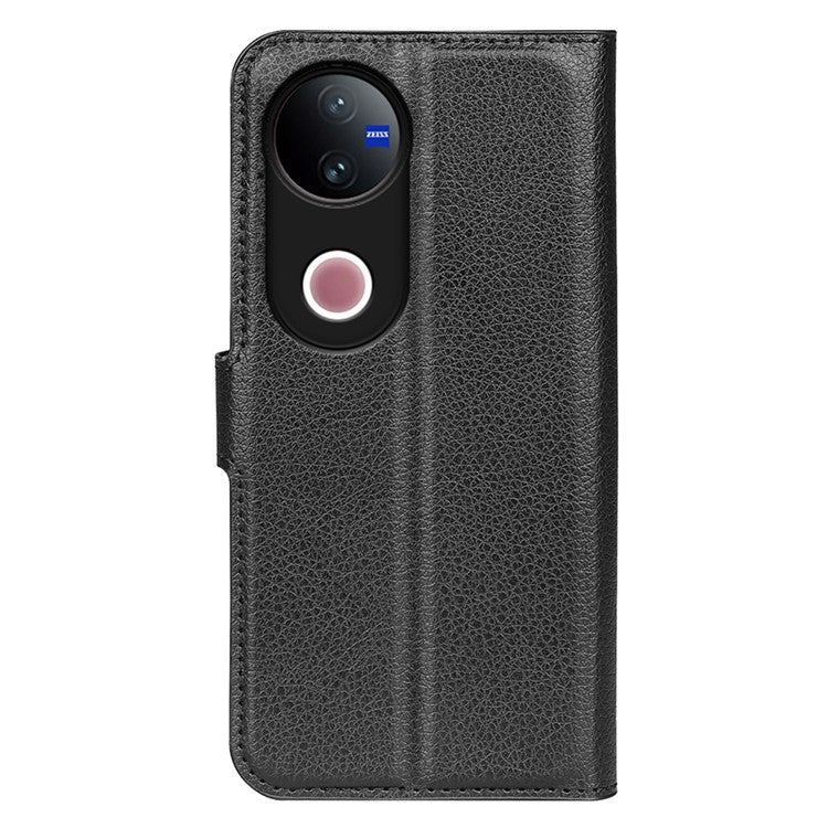For vivo V50 5G Case Litchi Texture Shockproof Leather Wallet Phone Cover - Black