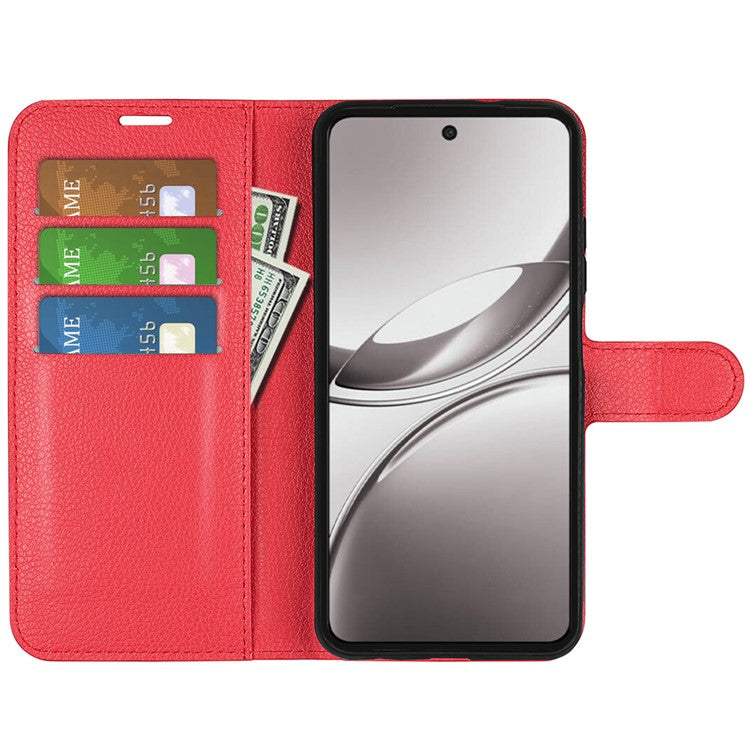 For vivo V50 5G Case Litchi Texture Shockproof Leather Wallet Phone Cover - Red
