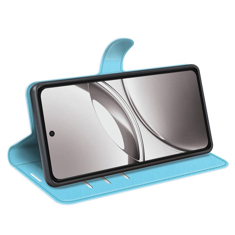 For vivo V50 5G Case Litchi Texture Shockproof Leather Wallet Phone Cover - Blue