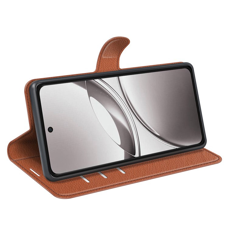 For vivo V50 5G Case Litchi Texture Shockproof Leather Wallet Phone Cover - Brown