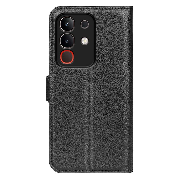 For vivo Y29 4G Case Litchi Texture Shockproof Leather Wallet Phone Cover - Black