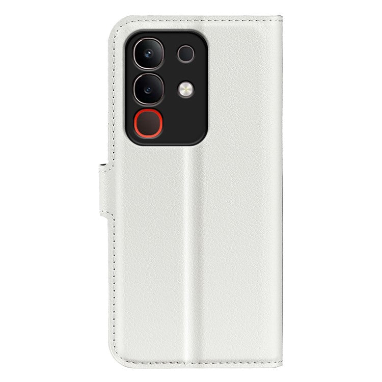 For vivo Y29 4G Case Litchi Texture Shockproof Leather Wallet Phone Cover - White