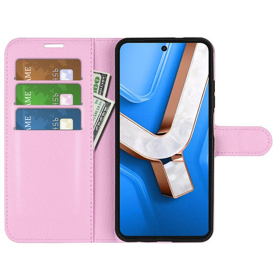 For vivo Y29 4G Case Litchi Texture Shockproof Leather Wallet Phone Cover - Pink