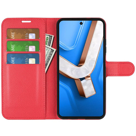 For vivo Y29 4G Case Litchi Texture Shockproof Leather Wallet Phone Cover - Red