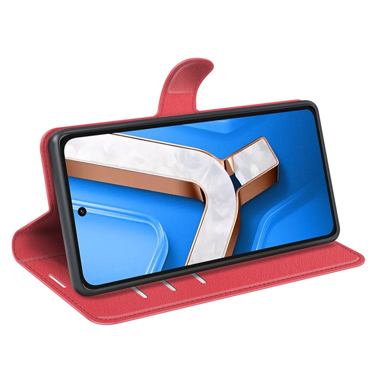 For vivo Y29 4G Case Litchi Texture Shockproof Leather Wallet Phone Cover - Red