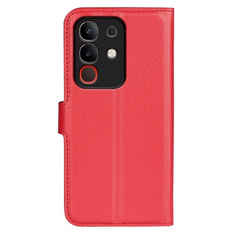 For vivo Y29 4G Case Litchi Texture Shockproof Leather Wallet Phone Cover - Red