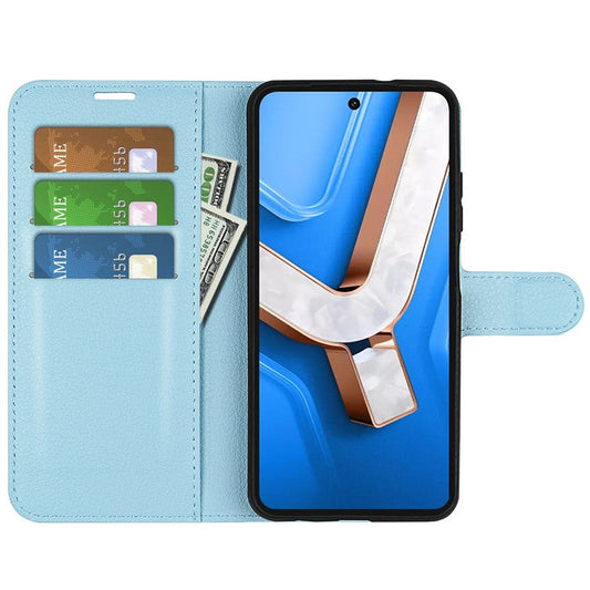 For vivo Y29 4G Case Litchi Texture Shockproof Leather Wallet Phone Cover - Blue