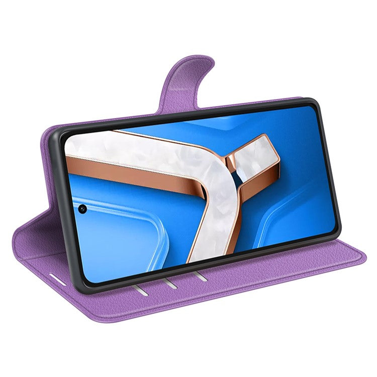 For vivo Y29 4G Case Litchi Texture Shockproof Leather Wallet Phone Cover - Purple