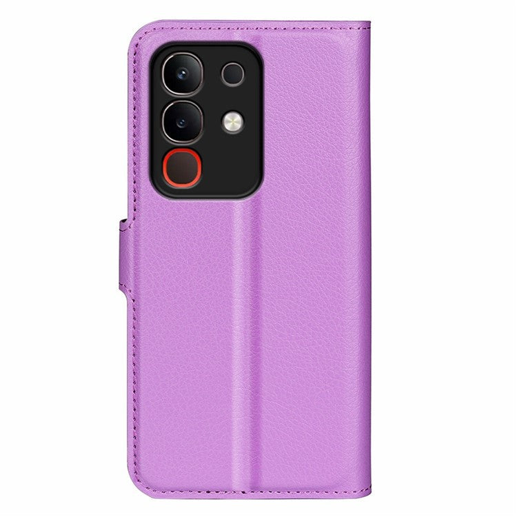 For vivo Y29 4G Case Litchi Texture Shockproof Leather Wallet Phone Cover - Purple