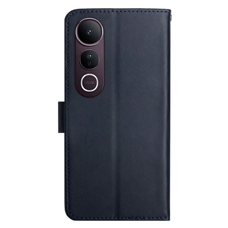 For vivo V50 Lite 5G Case Genuine Cow Leather Phone Cover Nappa Texture - Blue