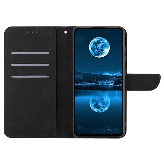 For vivo V50 Lite 5G Case Skin Touch Lines Imprinted PU Leather Flip Phone Cover - Black