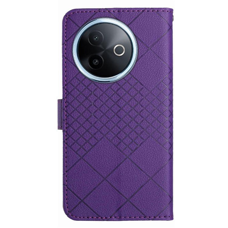 For vivo Y39 5G Phone Case Wallet Imprint PU Leather Flip Folio Cover - Dark Purple