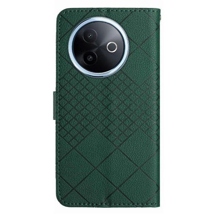For vivo Y39 5G Phone Case Wallet Imprint PU Leather Flip Folio Cover - Green