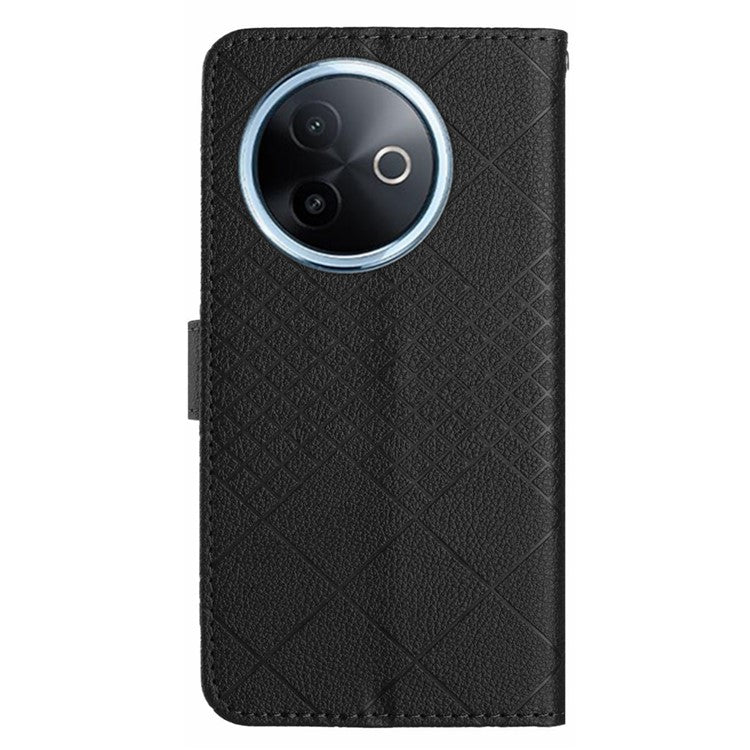 For vivo Y39 5G Phone Case Wallet Imprint PU Leather Flip Folio Cover - Black