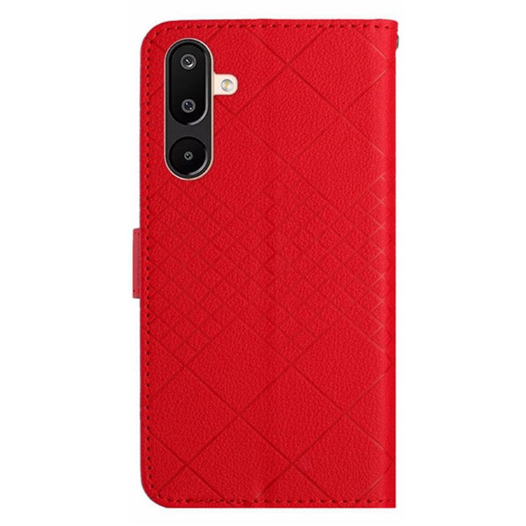 For Samsung Galaxy F16 5G / M16 5G Phone Case Wallet Imprint PU Leather Flip Folio Cover - Red