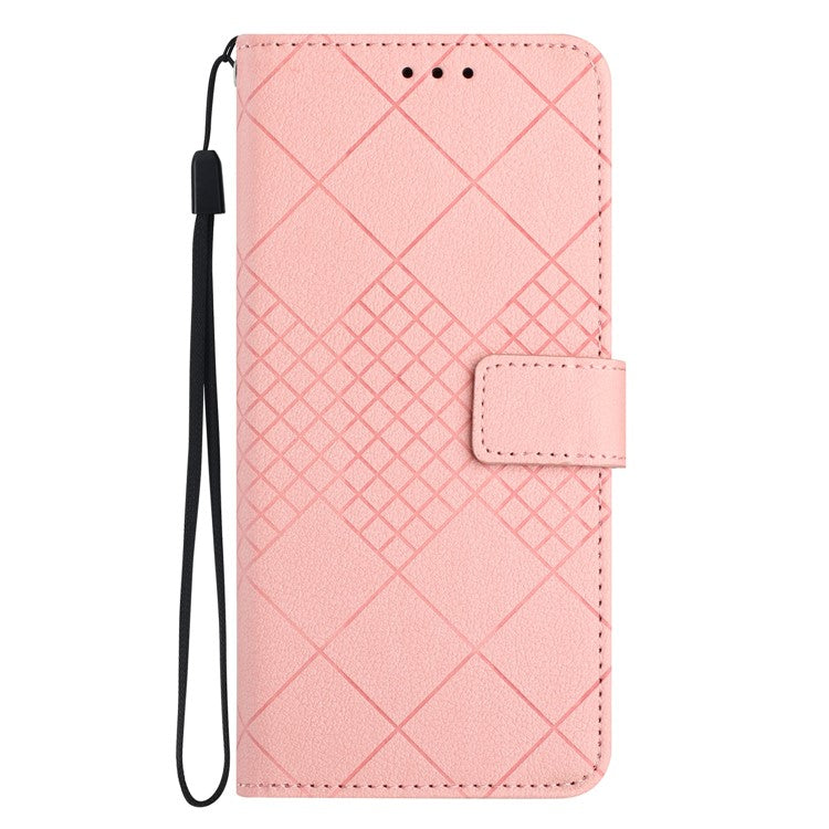 For Samsung Galaxy F16 5G / M16 5G Phone Case Wallet Imprint PU Leather Flip Folio Cover - Pink