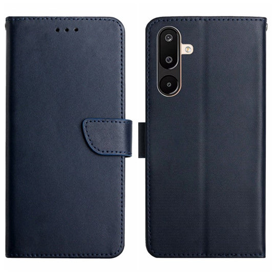 For Samsung Galaxy M16 5G / F16 5G Case Genuine Cow Leather Phone Cover Nappa Texture - Blue