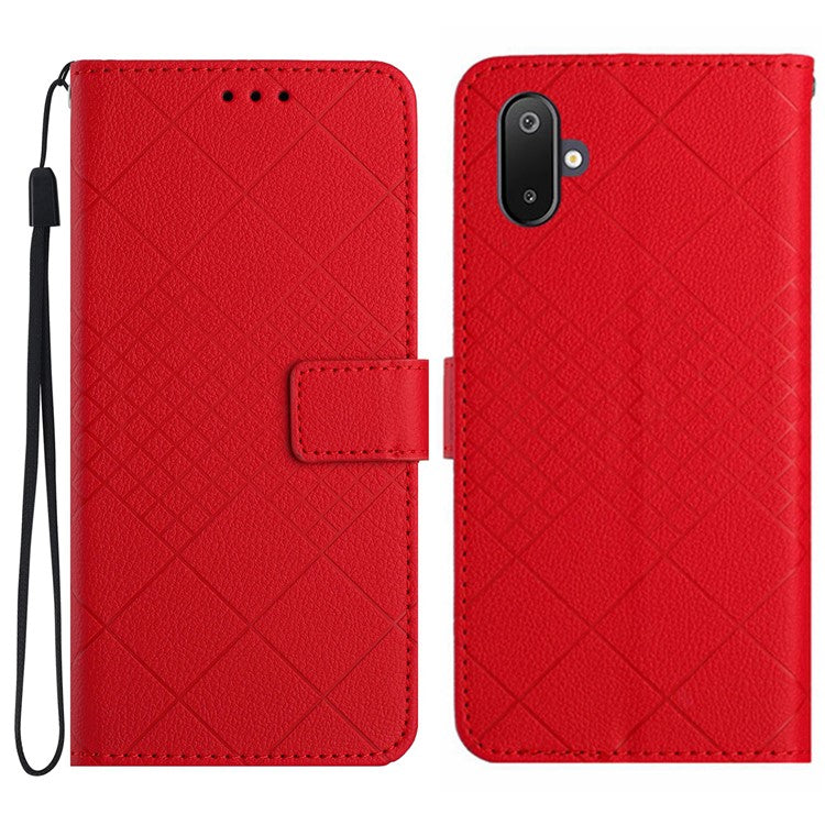 For Samsung Galaxy F06 5G / M06 5G Phone Case Wallet Imprint PU Leather Flip Folio Cover - Red