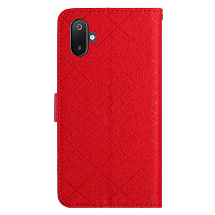 For Samsung Galaxy F06 5G / M06 5G Phone Case Wallet Imprint PU Leather Flip Folio Cover - Red