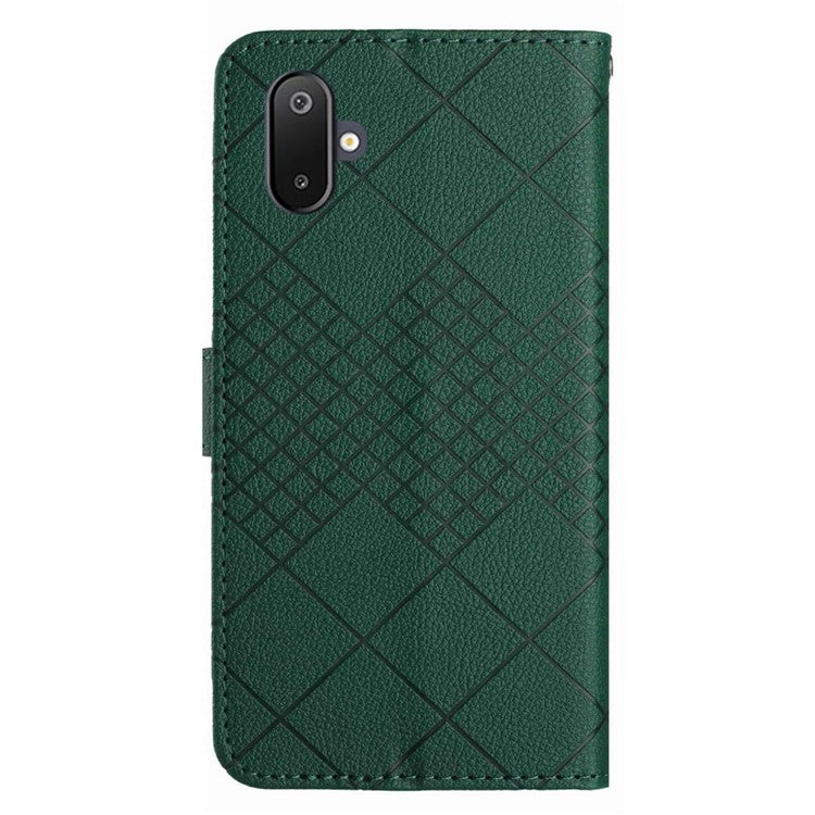 For Samsung Galaxy F06 5G / M06 5G Phone Case Wallet Imprint PU Leather Flip Folio Cover - Green