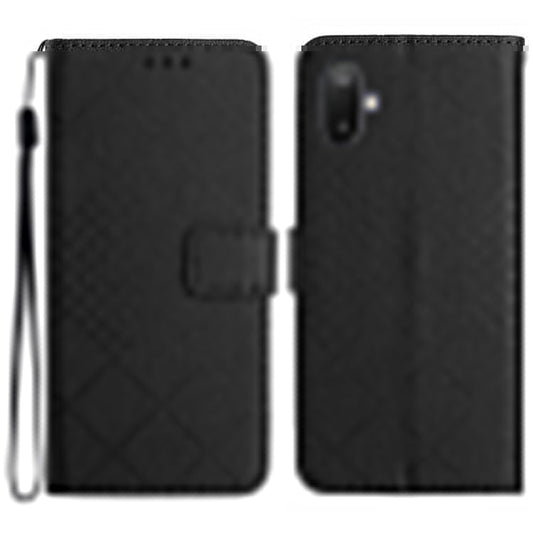 For Samsung Galaxy F06 5G / M06 5G Phone Case Wallet Imprint PU Leather Flip Folio Cover - Black