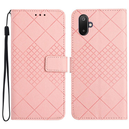 For Samsung Galaxy F06 5G / M06 5G Phone Case Wallet Imprint PU Leather Flip Folio Cover - Pink