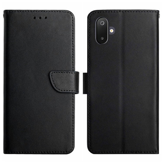 For Samsung Galaxy M06 5G / F06 5G Case Genuine Cow Leather Phone Cover Nappa Texture - Black